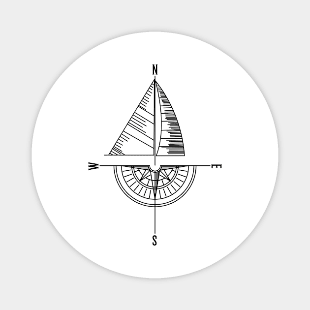 Sailor Gift Sailboat Compass Magnet by Humbas Fun Shirts